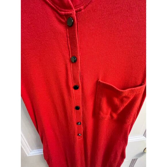 Athleta Sleeveless Button-Front Ribbed Maxi Dress – XS – Vibrant Red Orange - Picture 8 of 9